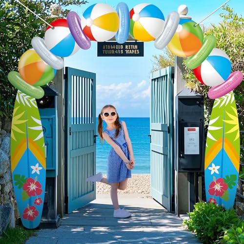 Summer Beach Ball Surfboard Banner for Tropical Parties