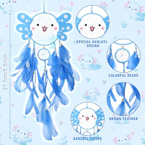 Cute Blue Axolotl Dreamcatcher Wall Decor for Kids' Rooms