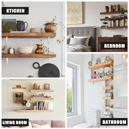 Heavy Duty White Shelf Brackets 8x10 Inch - 4 Pack with Anchors