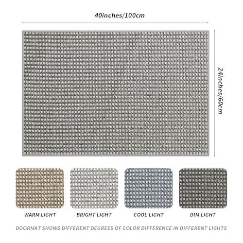Non-Slip Indoor Doormat 24" x 40" | White & Grey Low Profile