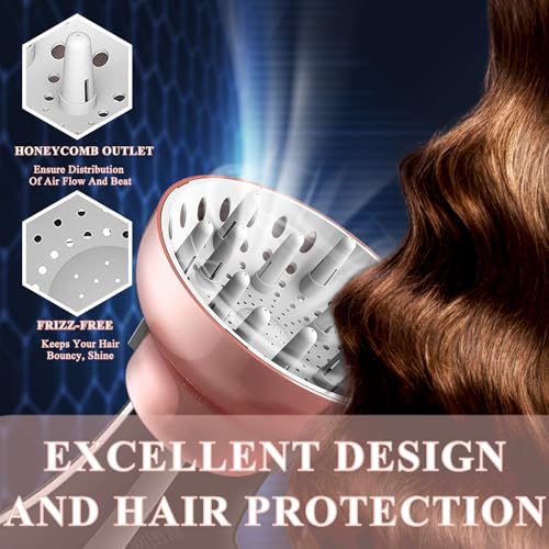 Universal Hair Dryer Diffuser Attachment for Curly Hair, 1.7-2.6 Inch, Pink