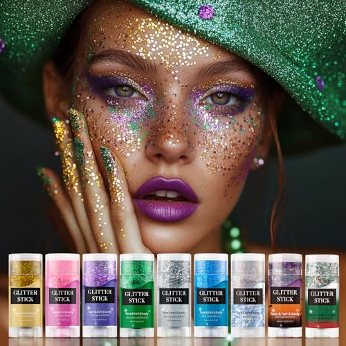 EBHDEH Gold Face and Body Glitter Stick Neon Rave Festival Makeup