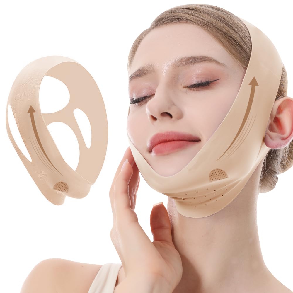 V Line Lifting Mask, Chin Strap for Sleeping, Reusable Double Chin Reducer, Jawline Shaper, Face Slimming, Sagging Prevention, Medium