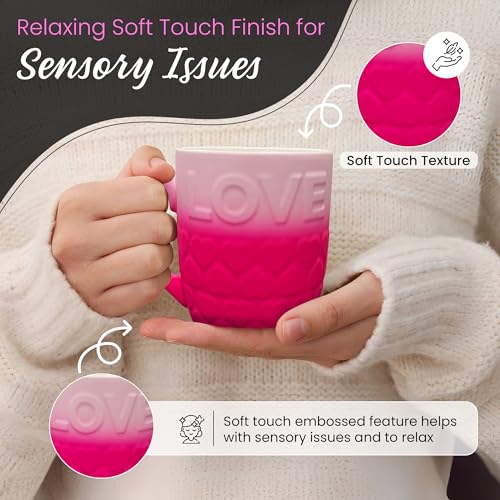 18 Oz Ceramic Coffee Mug with Love Design - Pink Hearts Cup