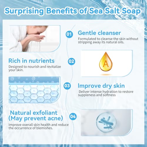 Sea Salt & Goat Milk Bar Soap - Natural Moisturizing Skin Care for All Skin Types - Pack of 2