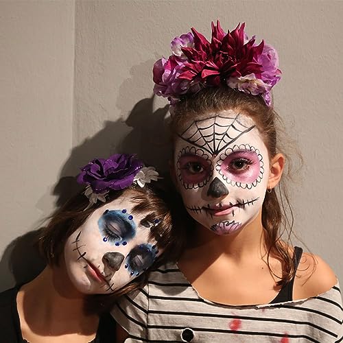 Day of the Dead Face Tattoos - 8 Pack Halloween Temporary Sugar Skull Face Art