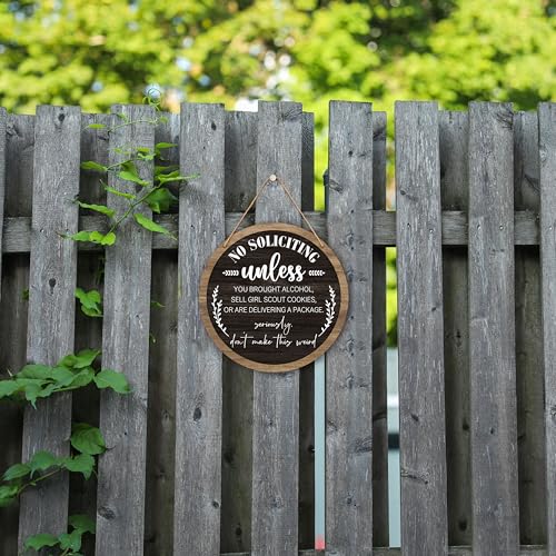12-Inch Wooden No Soliciting Sign for Front Door - Durable House Decor