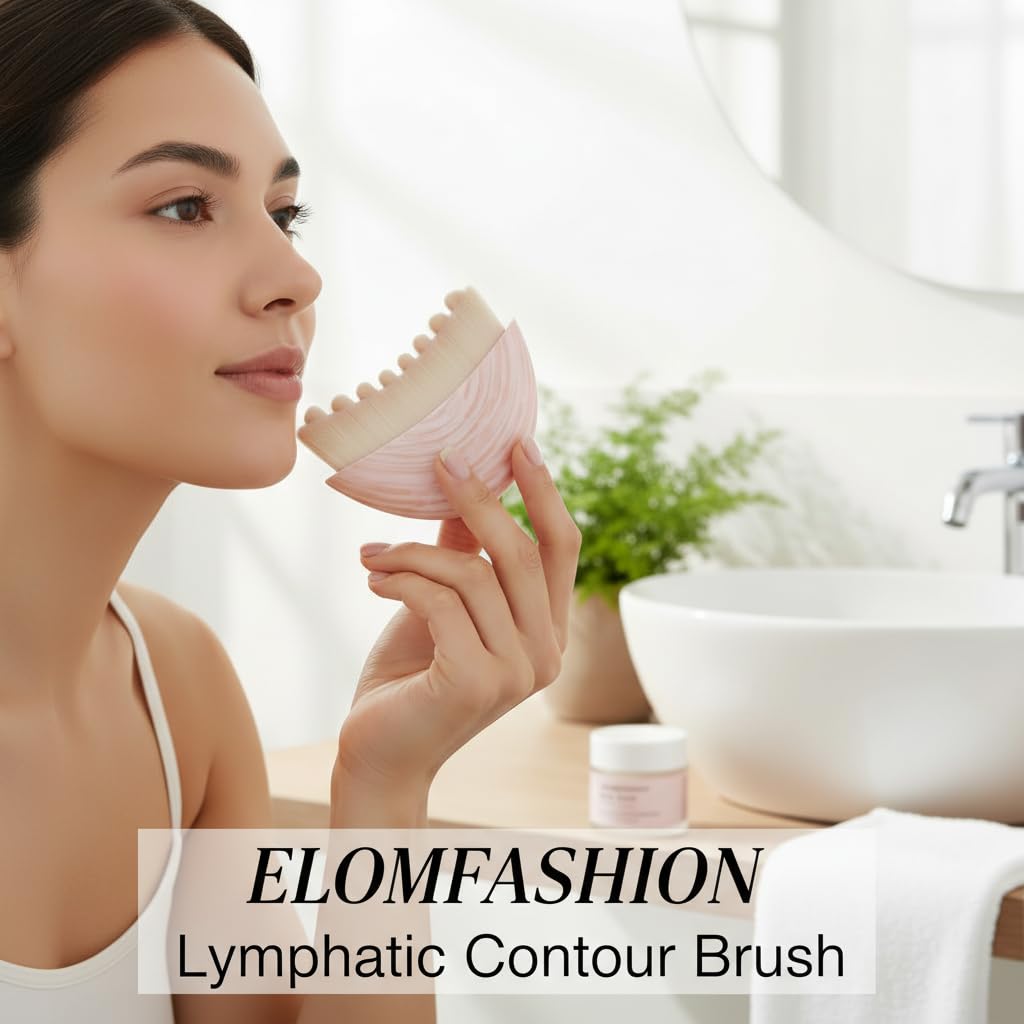 Face Brush for Lymphatic Drainage - 2Pcs New Upgraded Lymphatic Drainage Face Brushes | Gua Sha Facial Brush | Ergonomic Facial Massager for Contouring, Anti-Puffiness & Skin Tightening (Pink)