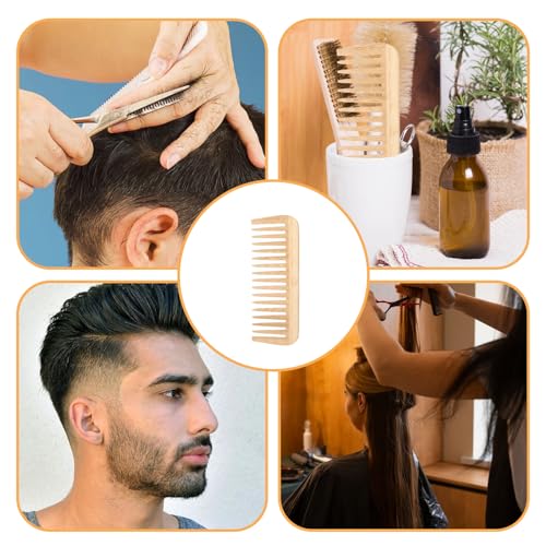Bamboo Wide Tooth Comb for Hair & Beard - Hand Polished, Portable