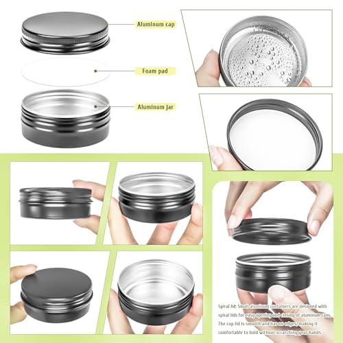 MotBach 30-Pack 2oz Aluminum Tin Jars with Screw Lids for Cosmetics & DIY