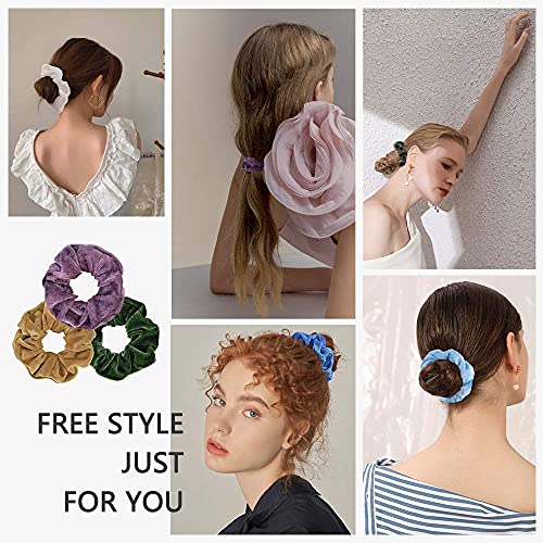 75 Pcs Velvet Hair Scrunchies - Soft Elastic Hair Ties for Women & Girls