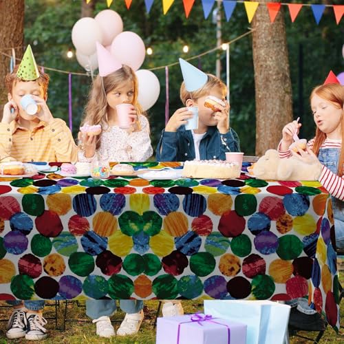 Colorful Candy Style Tablecloth - 53x108 Inch for Birthday Parties