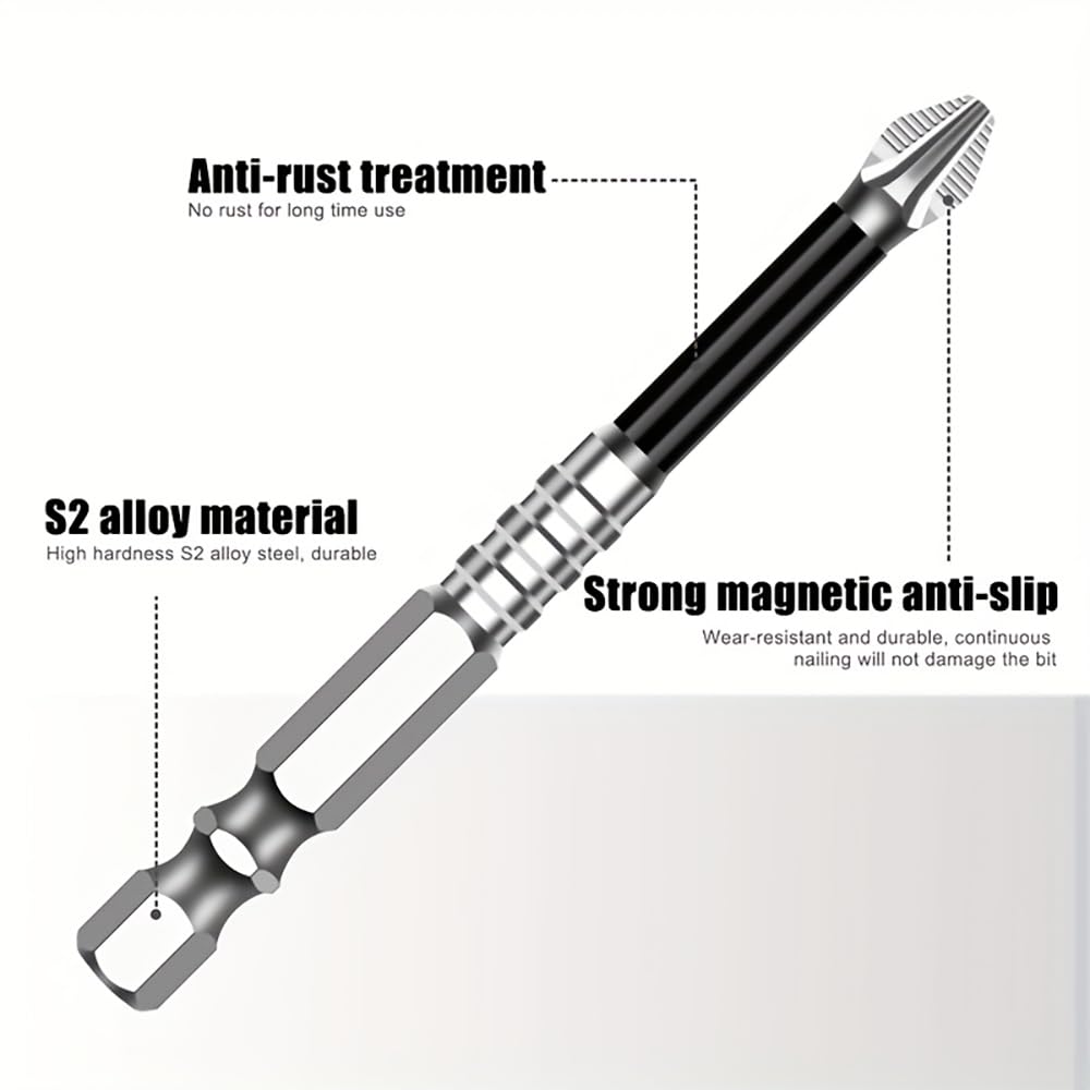 15pcs Non-Slip Anti-Impact Threaded Drill Bit Set, High Magnetic Electric Screwdriver Drill Kit - High Hardness, Durable, Non-Slip, Shockproof Magnetic Drill Bit