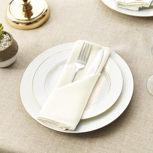 Ivory Cloth Napkins Set of 6 - 18x18 Inch, Washable & Reusable
