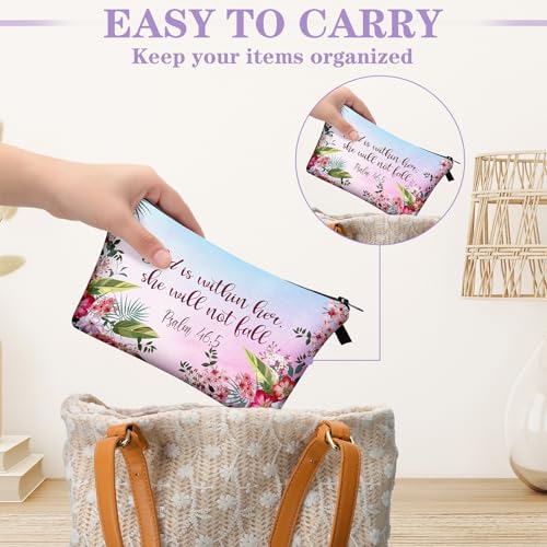 Chunful 12 Pack Christian Makeup Bags for Women 7.5 x 5 in Inspirational Bible Verses Stylish Pattern