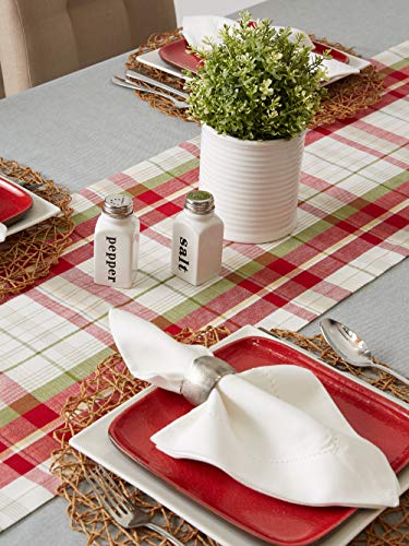 DII Orchard Plaid Table Runner - 14x72 inches, Taupe/Red