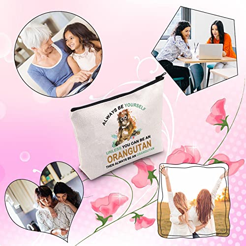 Orangutan Zipper Pouch Makeup Bag - Multifunctional Canvas Storage