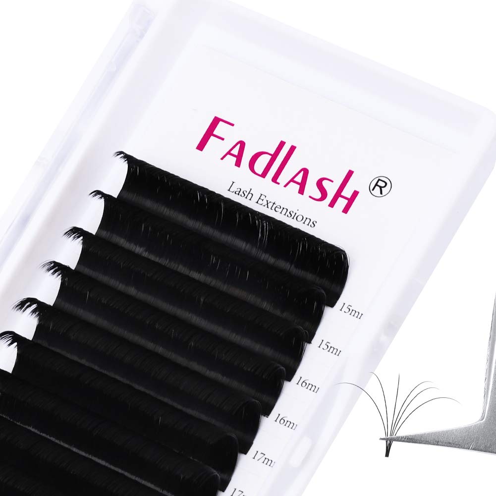Easy Fan Lash Extensions - D Curl 0.07 Volume Mixed Trays | Soft Individual Lashes 8-14mm