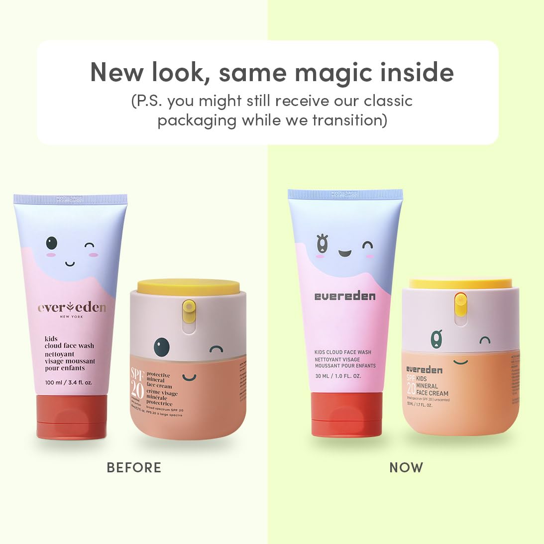 Evereden Kids Face Wash & SPF 20 Cream Set - Dermatologist-Tested Mineral Sunscreen with Zinc Oxide & Vitamin B5 | Gentle for Sensitive Skin, Ages 3+