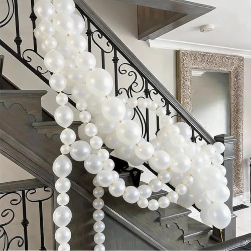 Pearl White Linking Balloons - 100pcs, 6 Inch for Events