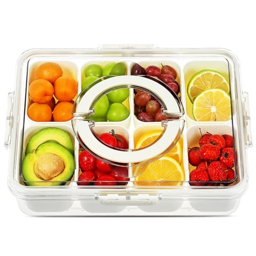 QOGRAM 8-Compartment Snack Box with Lid - Portable Snack Organizer for Travel & Parties