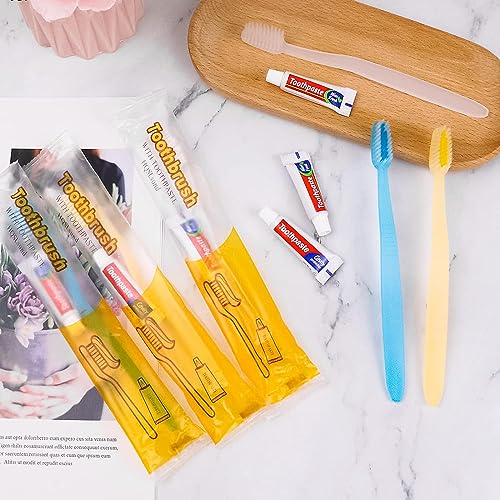 30 Pack Disposable Toothbrushes with Toothpaste - Individually Wrapped, Travel-Ready