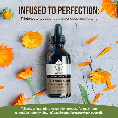 Calendula Infused Skin Oil - Natural Hydrating & Soothing Botanical Therapy, 1.7 Fl Oz