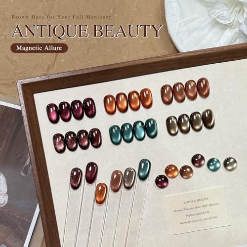 GAOY Antique Beauty Glitter Cat Eye Gel Nail Polish Set - 6 Colors