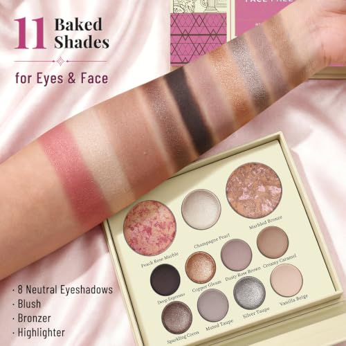 UCANBE Baked Makeup Palette B - All-in-One Full Face & Eye Makeup Kit with Eyeshadows, Blush, Bronzer & Highlighter