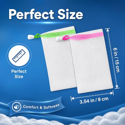 Lagincig Mesh Soap Bag Pack of 20 - Travel & Shower Foam Pouches with Drawstring