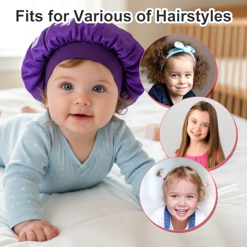 3-Pack Satin Bonnets for Kids - Soft Sleep Caps for Girls & Boys