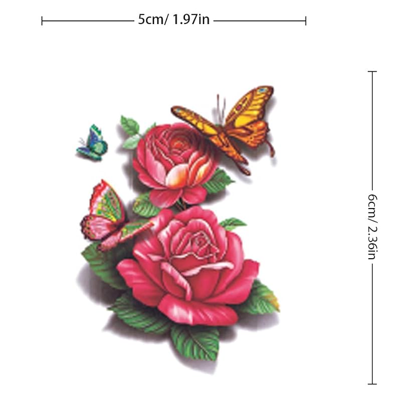 40 Pcs Flower Temporary Tattoos – Roses & Butterflies Stickers