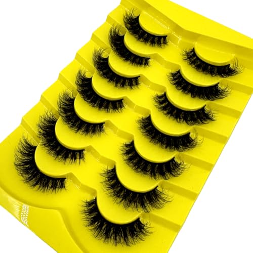 HBZGTLAD 7 Pairs 3D Mink False Eyelashes Fluffy Natural Wispy Reusable W1