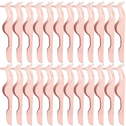 Honoson Rose Gold 24 Pcs Eyelash Tweezers Applicator Tool Set