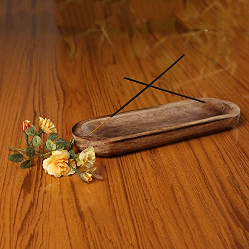 Handmade Wooden Incense Stick Holder & Ash Catcher - 11x4x1.2 Inches