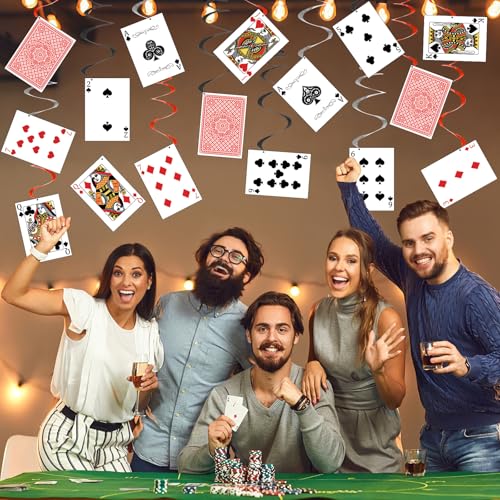 30Pcs Wonderland Poker Cards Hanging Swirls for Party Decor