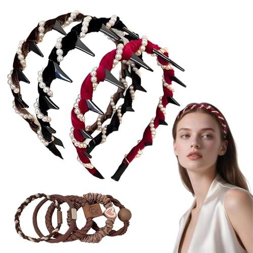 Vintage Pearl Hairband for Women Girls Wedding Party Daily Wear with Teeth