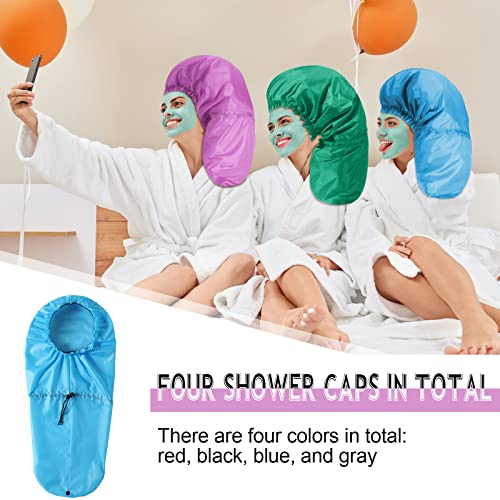 Eurzom Extra Large Shower Cap Set for Braids - 4 Pcs (Pink, Blue, Green, Purple)