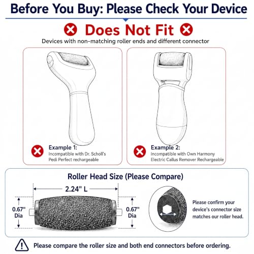 COOMATEC Black Extra Coarse Replacement Roller Heads for Amope Pedi Foot Files (12 Pack)