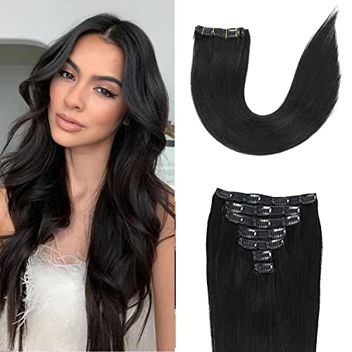 BestAphrohair 18 Inch 1b Clip-in Human Hair Extensions | Fuller Density
