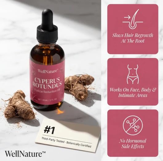 Cyperus Rotundus Elixir - Natural Hair Removal Oil for Follicle Growth Reduction | Post-Wax & Laser Care, Hydrates & Soothes Skin