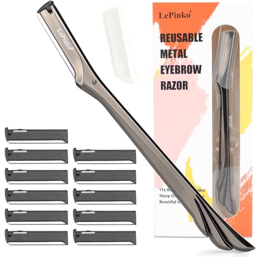 LePinko Metal Facial Razor Set, dermaplane razor for Women and Men