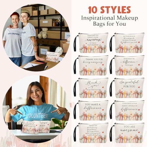 10 pcs Inspirational Makeup Bags for Women - Appreciation Gift Bulk - Sunnymove