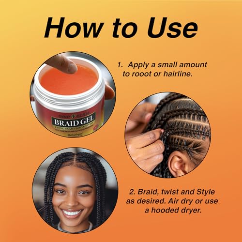BELLATIQUE Grip N Glide Braiding Gel, Maximum Hold for Locs & Twists, 15 oz
