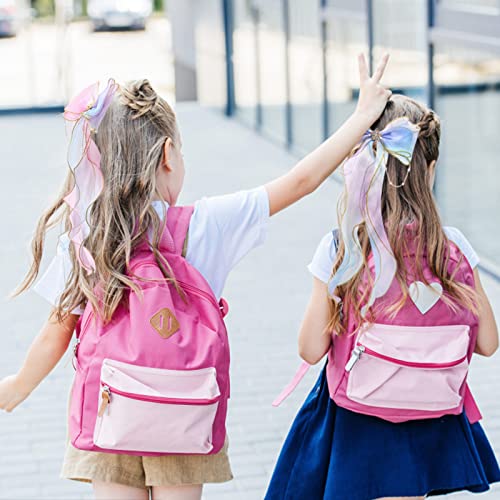 Rainbow Ribbon Hair Bows for Girls, Princess Alligator Clips, Colorful Hair Accessories