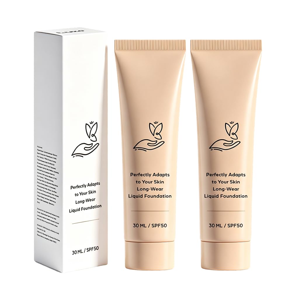 Color-Changing Foundation - Skin Tone Adapting Liquid Makeup for Women | Conceals Fine Lines & Wrinkles, 2pcs
