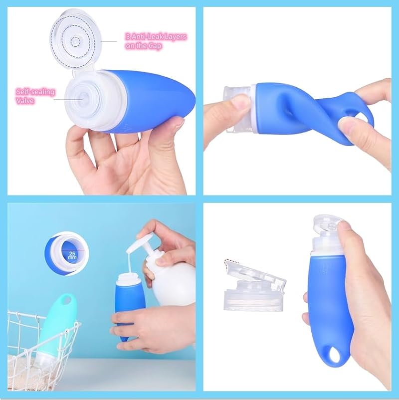 Fullplus Leak-Proof Silicone Travel Bottles Set - 3 oz TSA Approved