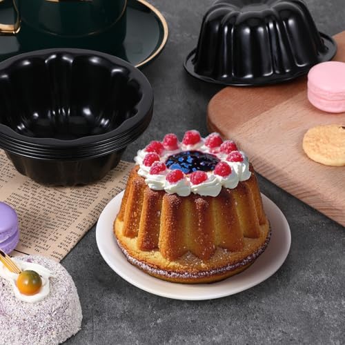 Vin Beauty 10Pcs Mini Fluted Tube Cake Pan Set - 4 Inch Nonstick
