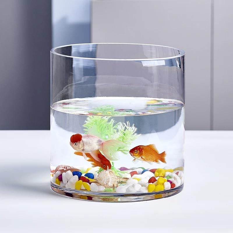 Clear Acrylic Cylinder Vase - 5.9" Round Non-Breakable Decorative Centerpiece