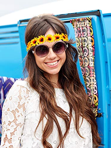 WILLBOND 8 Pcs Yellow Sunflower Headbands for Women - Floral Hair Wreaths